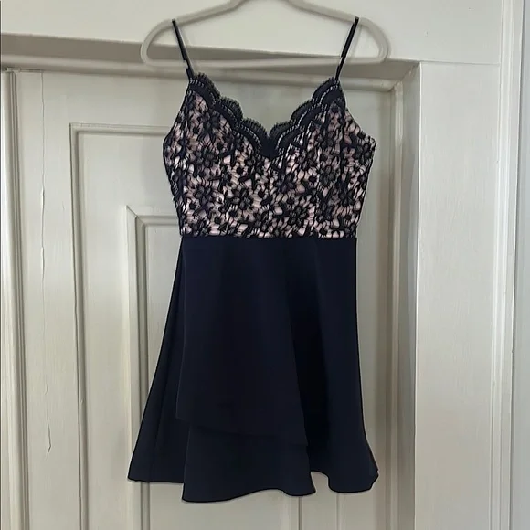 B Darlin | Dresses | Darling Navy Blue Lace Overlay Dress | Poshmark